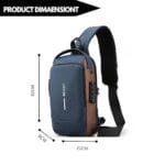 BIGWILL Crossbody Sling Bag for Men & Women – Waterproof Anti-Theft Chest Shoulder Bag with USB Charging Port – Stylish & Lightweight Travel Messenger DaypackSling Bag(Blue_Brown) - Image 2