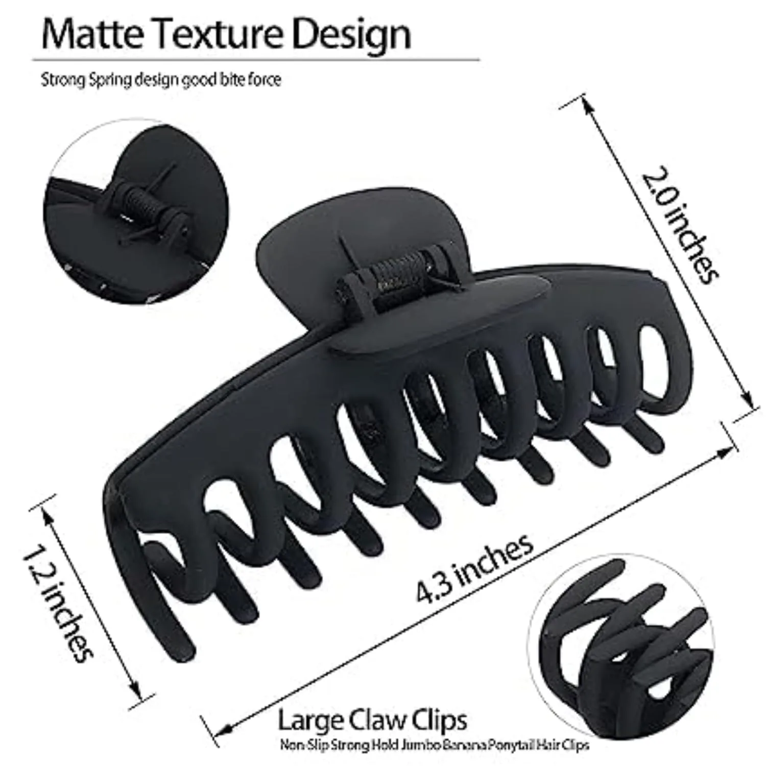 Bigwill 4PCS Large Hair Claw Clips for Thick Hair – 4.3" Jumbo Matte Clutcher (Multicolor) - Image 3