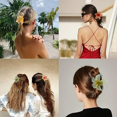 Bigwill 4PCS Matte Hawaiian Flower Hair Clips – Strong Hold Claws - Image 4