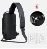 BIGWILL Crossbody Sling Bag for Men & Women – Waterproof Anti-Theft Chest Shoulder Bag with USB Charging Port – Stylish & Lightweight Travel Messenger Daypack(Black_Brown) - Image 5