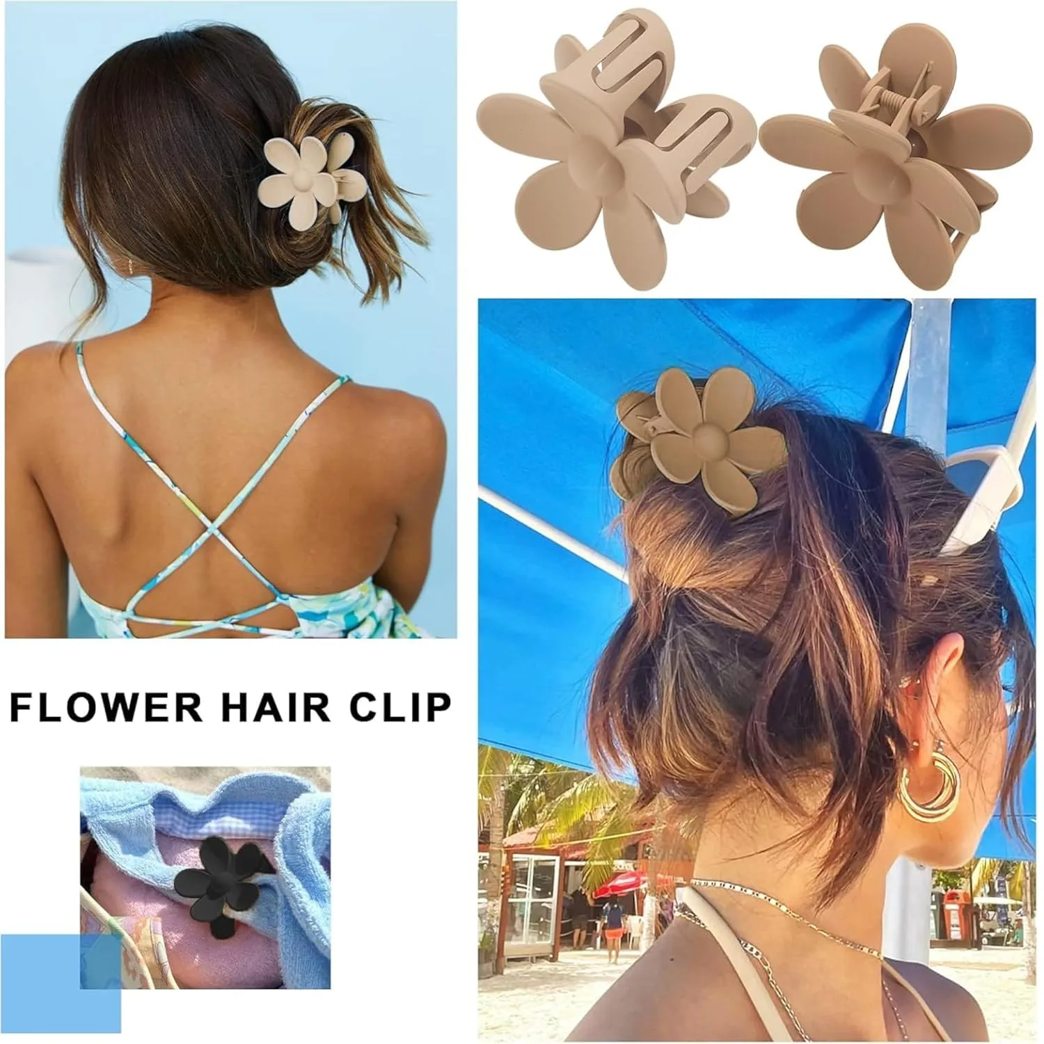 Bigwill 3PCS Hawaiian Flower Hair Claw Clips – Matte Pastel Clutchers for Women & Girls - Image 5
