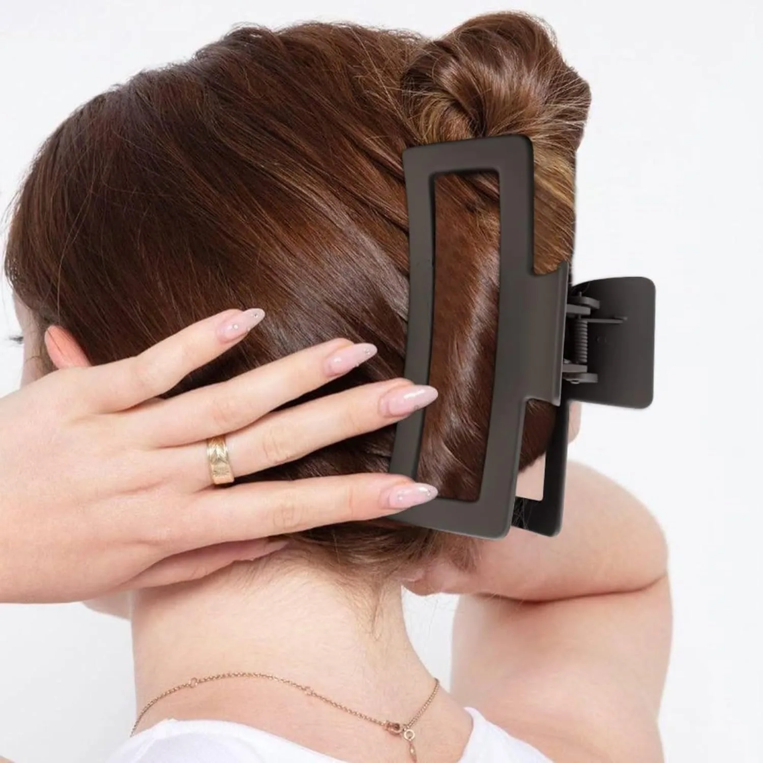 Bigwill 4PCS Medium Hair Claw Clips for Women & Girls – Matte Acrylic Rectangular Clutcher Clips, Non-Slip Jaw Clips for Thick, Thin & Curly Hair, Multicolor Hair Accessories - Image 5