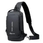 BIGWILL Crossbody Sling Bag for Men & Women – Waterproof Anti-Theft Chest Shoulder Bag with USB Charging Port – Stylish & Lightweight Travel Messenger Daypack( Black)