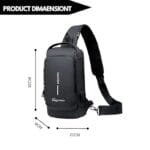 BIGWILL Crossbody Sling Bag for Men & Women – Waterproof Anti-Theft Chest Shoulder Bag with USB Charging Port – Stylish & Lightweight Travel Messenger Daypack( Black) - Image 3