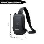 BIGWILL Crossbody Sling Bag for Men & Women – Waterproof Anti-Theft Chest Shoulder Bag with USB Charging Port – Stylish & Lightweight Travel Messenger Daypack( Black) - Image 3