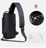 BIGWILL Crossbody Sling Bag for Men & Women – Waterproof Anti-Theft Chest Shoulder Bag with USB Charging Port – Stylish & Lightweight Travel Messenger Daypack( Black) - Image 5