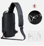 BIGWILL Crossbody Sling Bag for Men & Women – Waterproof Anti-Theft Chest Shoulder Bag with USB Charging Port – Stylish & Lightweight Travel Messenger Daypack( Black) - Image 5