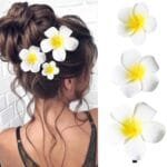 Bigwill 6PCS Hawaiian Flower Hair Claw Clips for Women & Girls – Plumeria Foam Flower Clutcher Clips, Nonslip Jaw Clips for Thick & Fine Hair, Multicolor Hair Accessories