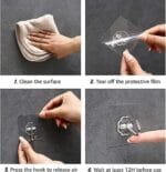 BIGWILL Heavy-Duty U-Shape Adhesive Wall Hooks – No-Drill, Transparent - Image 4