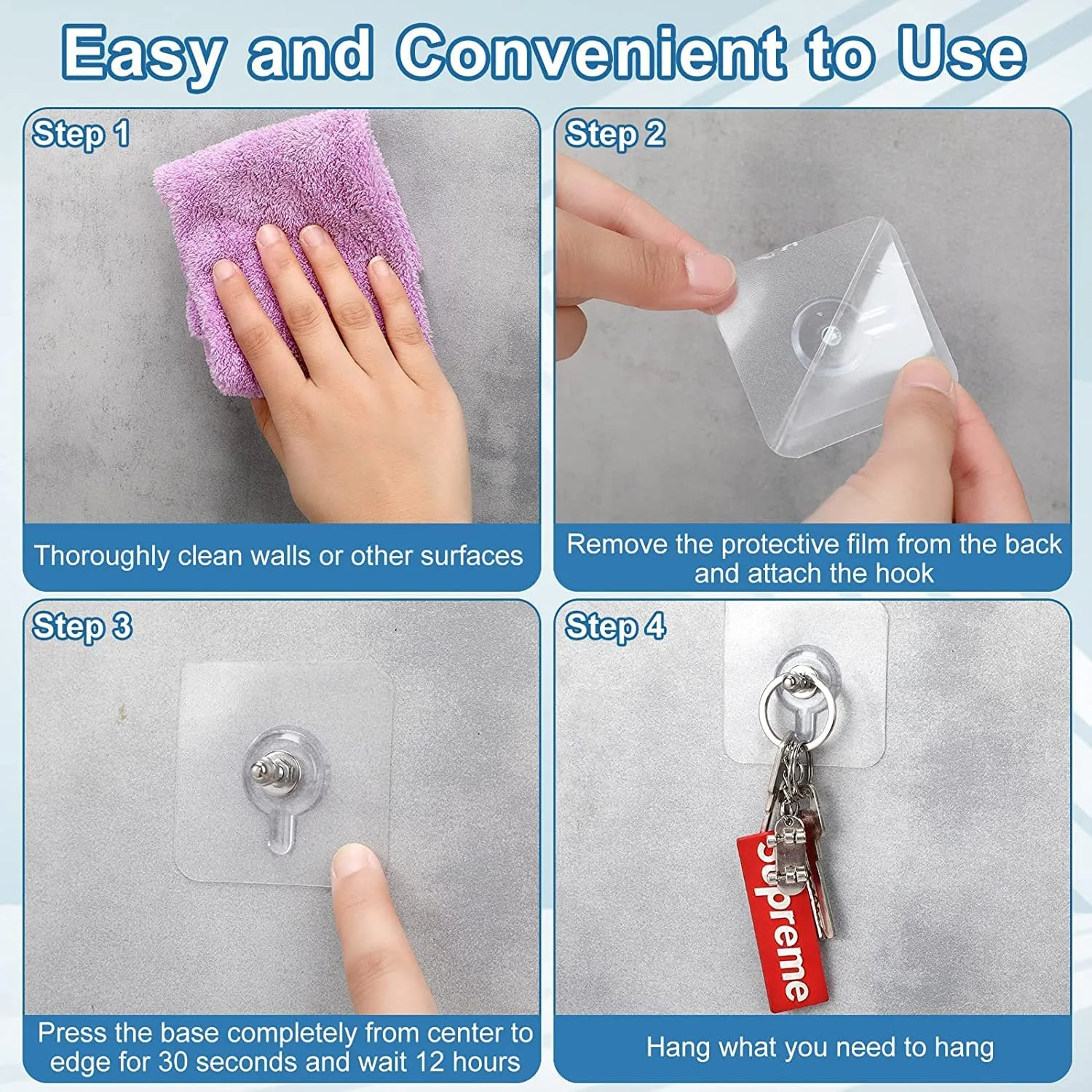 BIGWILL Transparent Adhesive Wall Hooks – Heavy Duty, No-Drill Hangers - Image 6