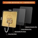 BIGWILL Adhesive Wall Hooks – 5-Hooks Stainless Steel, Nail-Free & Waterproof - Image 3