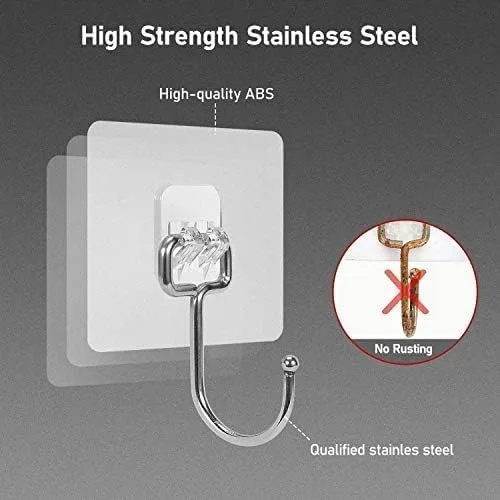 BIGWILL Adhesive Wall Hooks – 5-Hooks Stainless Steel, Nail-Free & Waterproof - Image 5